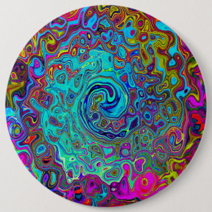 Trippy Sky Blue Abstract Retro Liquid Swirl 6 Cm Round Badge