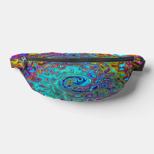 Trippy Sky Blue Abstract Retro Liquid Swirl Bum Bags