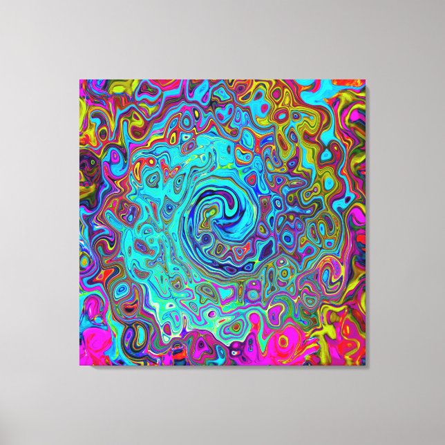 Trippy Sky Blue Abstract Retro Liquid Swirl Canvas Print (Front)