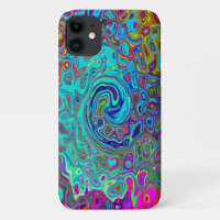 Trippy Sky Blue Abstract Retro Liquid Swirl