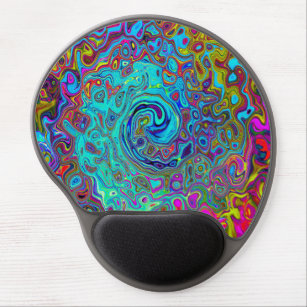 Trippy Sky Blue Abstract Retro Liquid Swirl Gel Mouse Pad