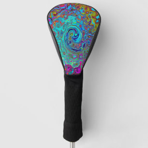 Trippy Sky Blue Abstract Retro Liquid Swirl Golf Head Cover