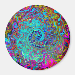 Trippy Sky Blue Abstract Retro Liquid Swirl Magnet