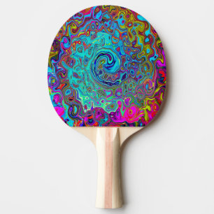 Trippy Sky Blue Abstract Retro Liquid Swirl Ping Pong Paddle