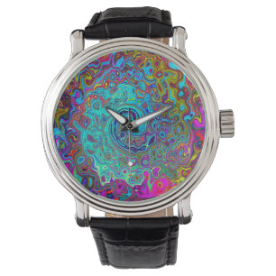 Trippy Sky Blue Abstract Retro Liquid Swirl Watch
