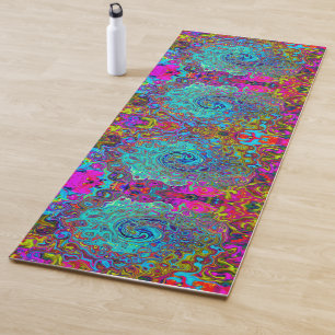 Trippy Sky Blue Abstract Retro Liquid Swirl Yoga Mat