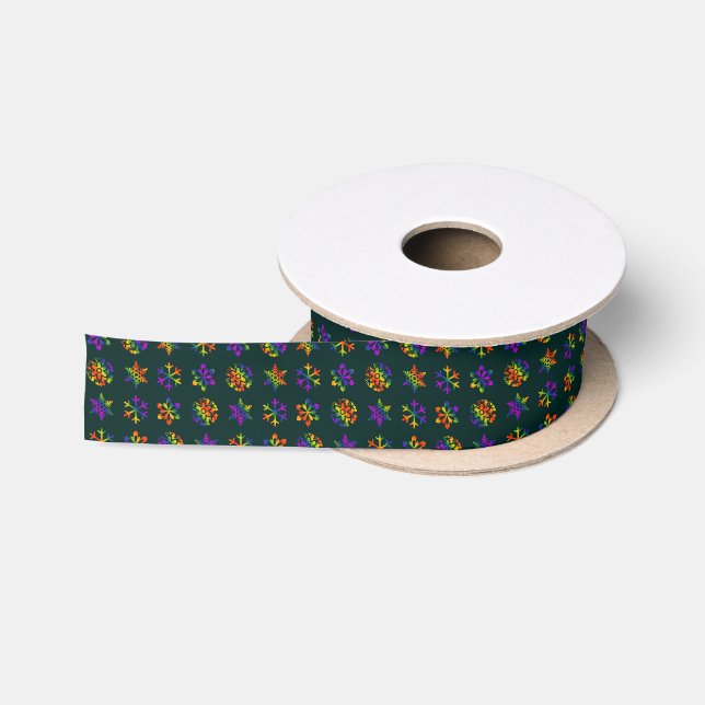 Trippy Snowflakes Satin Ribbon (Spool)