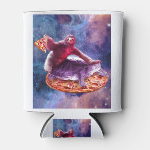 Trippy Space Sloth Turtle - Sloth Pizza Can Cooler