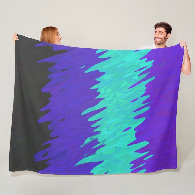 Trippy Squiggly Abstract Alexigender Pride Flag Fleece Blanket (In Situ)