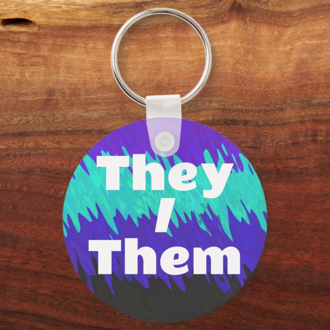 Trippy Squiggly Abstract Alexigender Pride Flag Key Ring (Front)