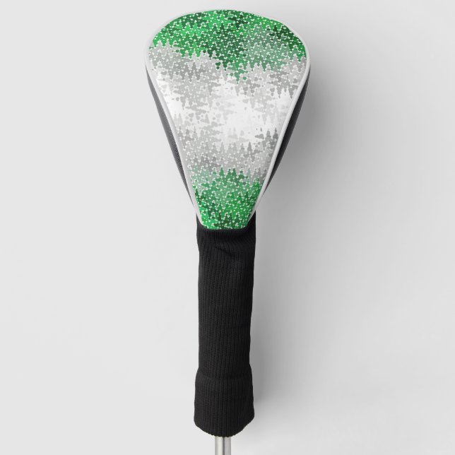 Trippy Squiggly Abstract Grayromantic Pride Flag Golf Head Cover (Front)