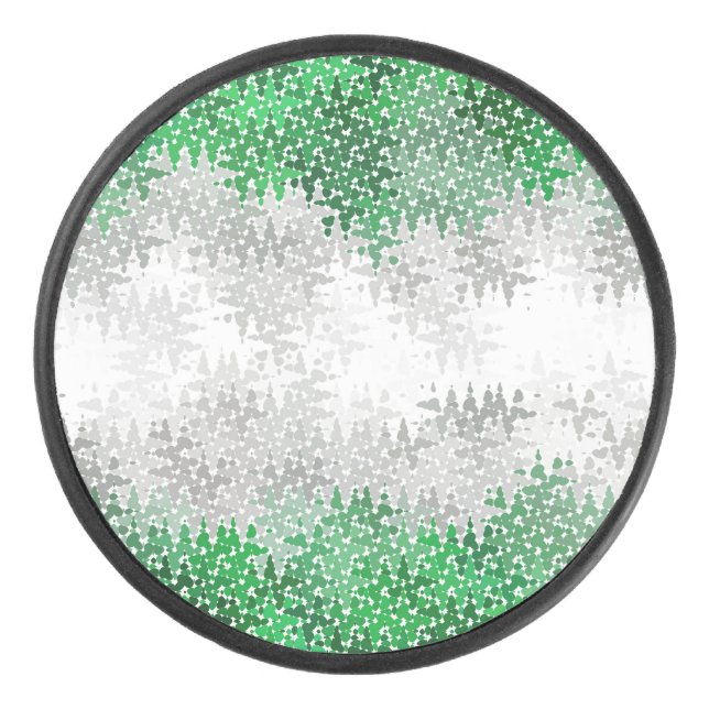 Trippy Squiggly Abstract Grayromantic Pride Flag Hockey Puck (Front)