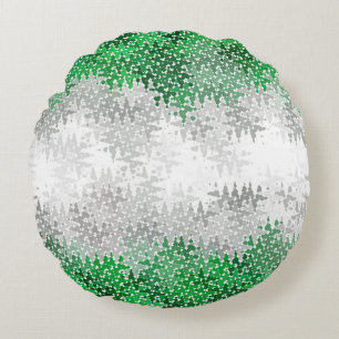 Trippy Squiggly Abstract Grayromantic Pride Flag Round Cushion