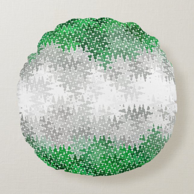 Trippy Squiggly Abstract Grayromantic Pride Flag Round Cushion (Front)
