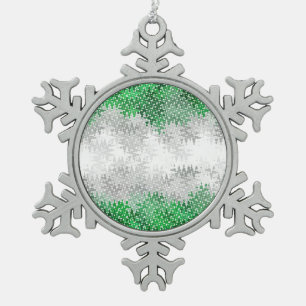 Trippy Squiggly Abstract Grayromantic Pride Flag Snowflake Pewter Christmas Ornament