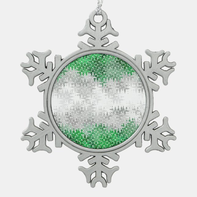 Trippy Squiggly Abstract Grayromantic Pride Flag Snowflake Pewter Christmas Ornament (Front)