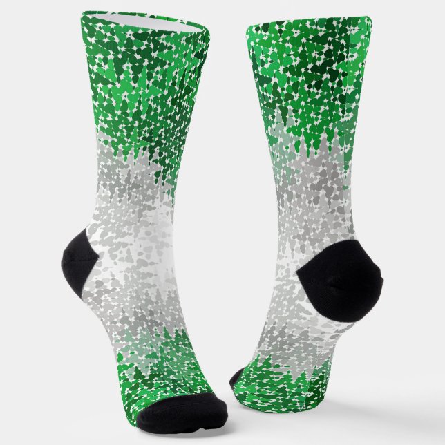 Trippy Squiggly Abstract Grayromantic Pride Flag Socks (Angled)