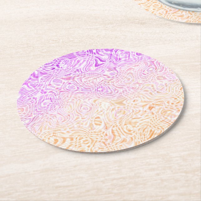 Trippy Squiggly Boho Abstract Trixic Pride Flag Round Paper Coaster (Angled)