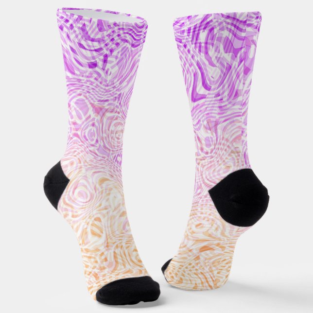 Trippy Squiggly Boho Abstract Trixic Pride Flag Socks (Angled)