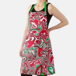 Trippy Squiggly Funky Maximalist Christmas Stripes Apron