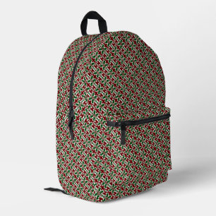 Trippy Squiggly Retro Mod Christmas Stripe Pattern Printed Backpack