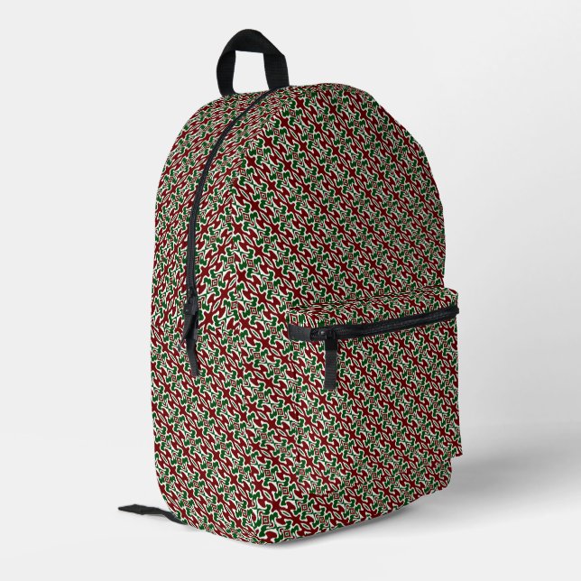 Trippy Squiggly Retro Mod Christmas Stripe Pattern Printed Backpack (Back Corner Left)