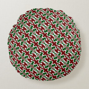 Trippy Squiggly Retro Mod Christmas Stripe Pattern Round Cushion