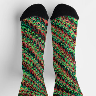 Trippy Squiggly Ripply Bohemian Funky Fractal Art Socks