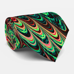 Trippy Squiggly Ripply Bohemian Funky Fractal Art Tie