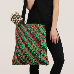 Trippy Squiggly Ripply Bohemian Funky Fractal Art Tote Bag