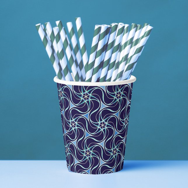 Trippy Starry Pattern Cool Navy Blue Star Party Paper Cups (Creator Uploaded)