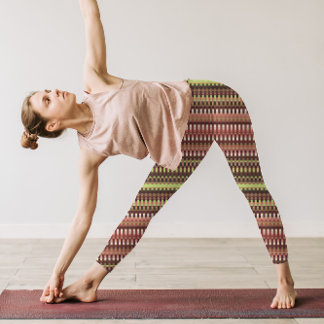 Trippy Stripes Earthy Colours Cool Psychedelic Leggings