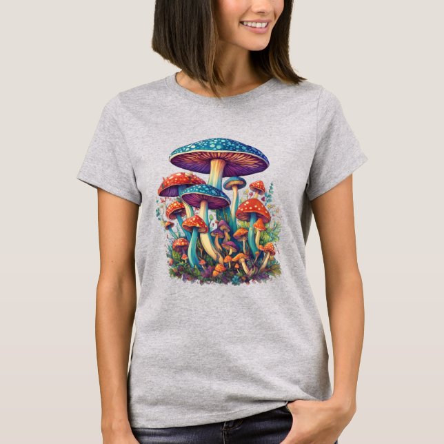 "Trippy Threads: Psychedelic Mushroom Tees" T-Shirt (Front)