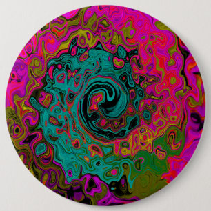 Trippy Turquoise Abstract Retro Liquid Swirl 6 Cm Round Badge