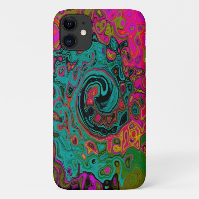 Trippy Turquoise Abstract Retro Liquid Swirl Case-Mate iPhone Case (Back)