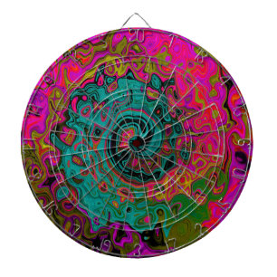 Trippy Turquoise Abstract Retro Liquid Swirl Dartboard
