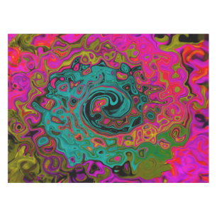 Trippy Turquoise Abstract Retro Liquid Swirl Tablecloth