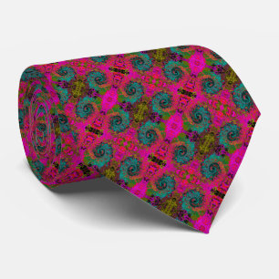 Trippy Turquoise Abstract Retro Liquid Swirl Tie