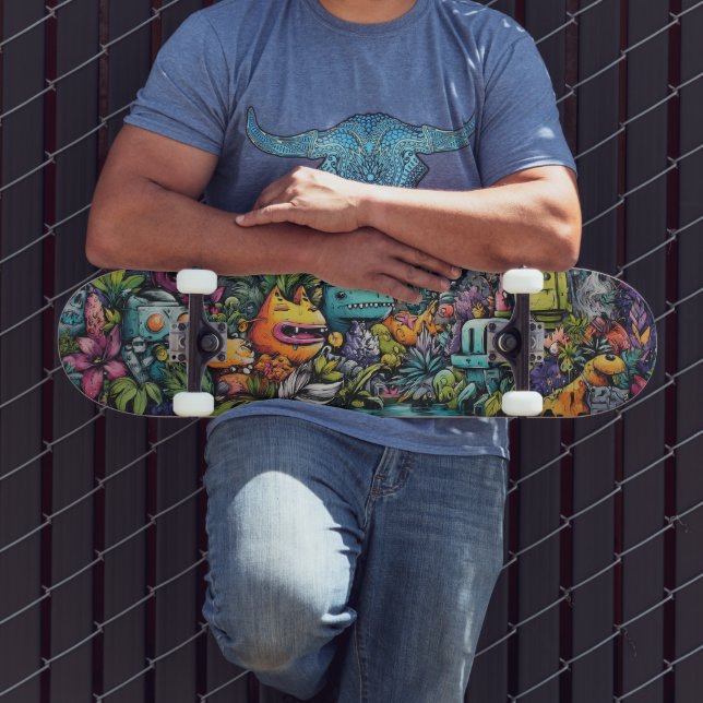 Trippy urban jungle surreal street art skateboard (Outdoor 3)