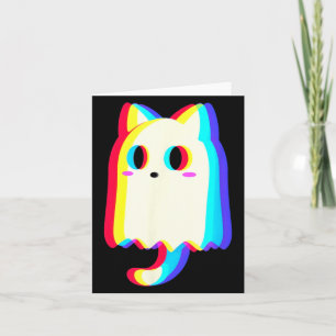 Trippy Vaporwave Ghost Cat Halloween Techno Rave Card