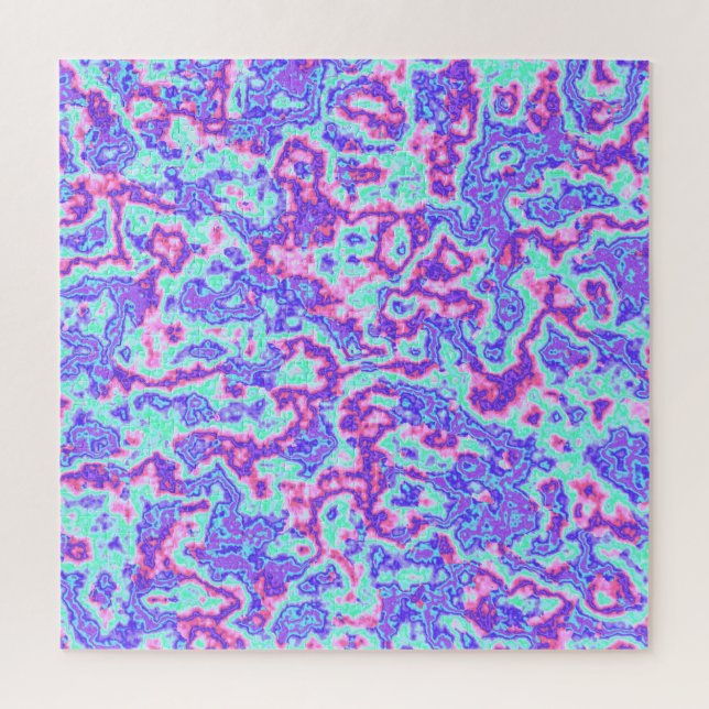 Trippy Vibrant Colourful Maximalist Abstract Marbl Jigsaw Puzzle (Vertical)