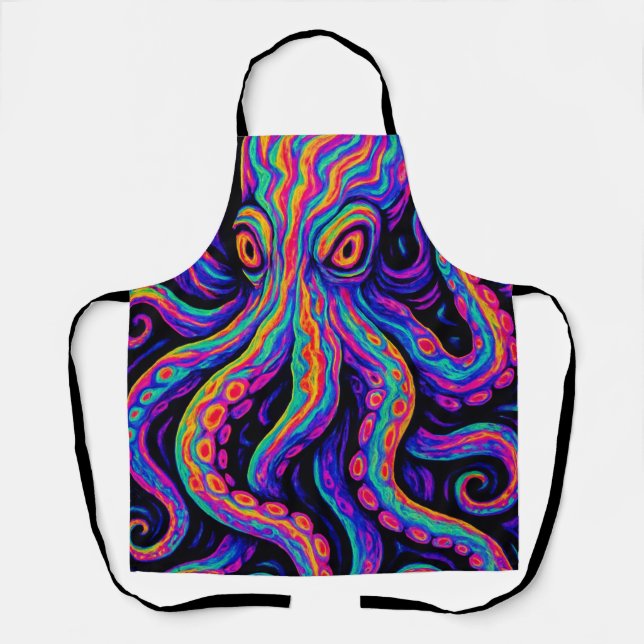 Trippy Vibrant Octopus  Apron (Front)