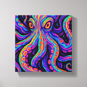Trippy Vibrant Octopus  Canvas Print
