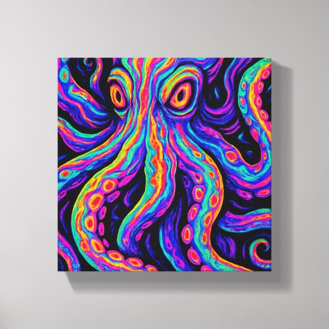 Trippy Vibrant Octopus  Canvas Print (Front)
