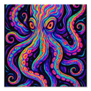 Trippy Vibrant Octopus  Photo Print