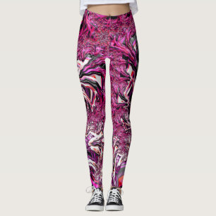Trippy Vibrant Psychedelic Funky Fractal Art Leggings