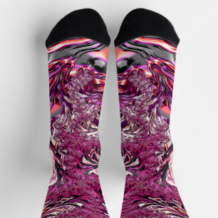 Trippy Vibrant Psychedelic Funky Fractal Art Socks