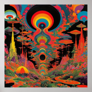 Trippy Vintage 1960s Psychedelic Retro Artwork Poster