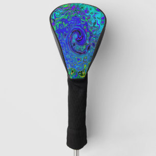 Trippy Violet Blue Abstract Retro Liquid Swirl Golf Head Cover