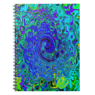 Trippy Violet Blue Abstract Retro Liquid Swirl Notebook